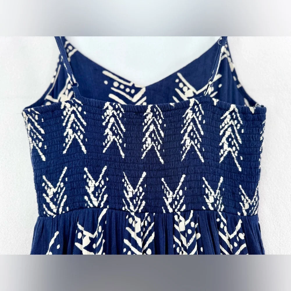MWT Aerie Women’s Blue Ikat White Tribal Print Boho Cut Out Long Maxi Dress Sz S - Picture 10 of 15